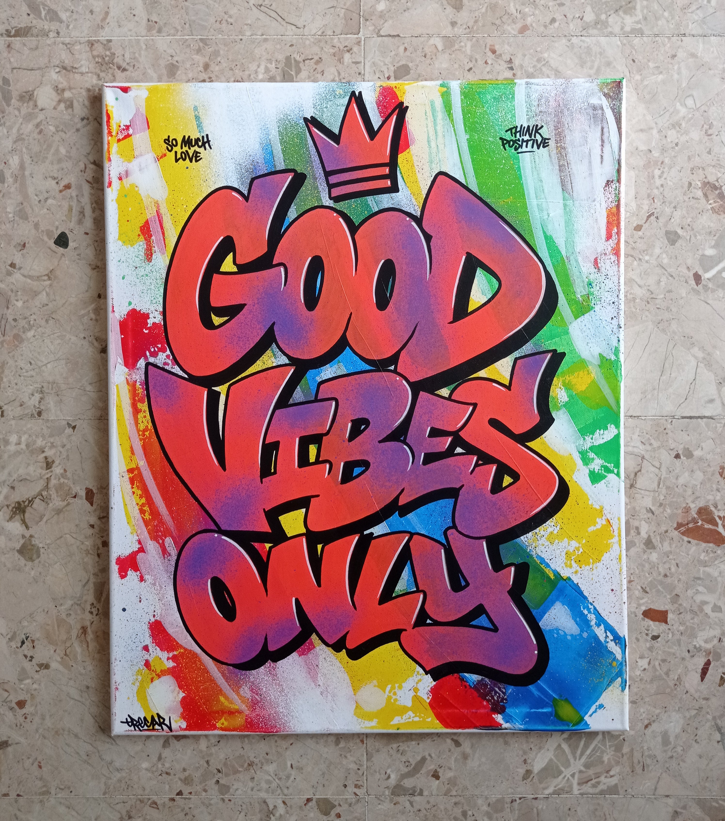 TOILE GRAFFITI GOOD VIBES ONLY 40X50CM